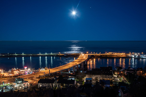 View from South Tower of Twin Lights with Moon and Jupiter