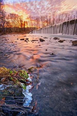 Winter Sunset at the Winfield Falls - Rahway River Parkway